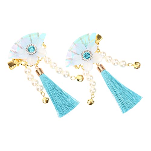 DEARMAMY 1 Paar Japanische Fan-Haarnadel haarspange weihnachten weihnachts haarspangen Styling dekorative Haarspangen haarschmuck Haarzubehör für Mädchen Haarnadel mit Perlenquaste Acryl von DEARMAMY