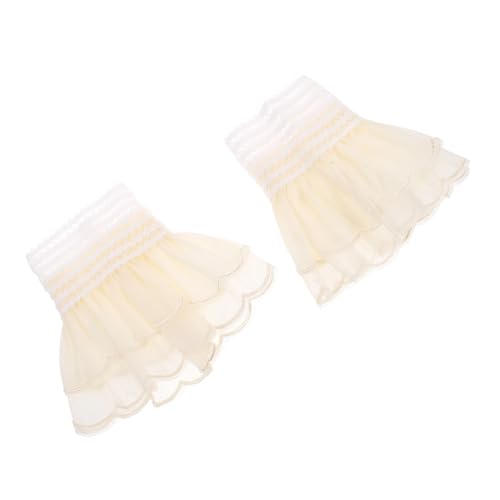 DEARMAMY 1paar Abnehmbare Spitzeneinsätze Für Damen Bestickte Pleated Cuffs Weiß Vielseitiges Accessoire Für Cosplay Und Partys Geeignet Für Jahreszeiten von DEARMAMY
