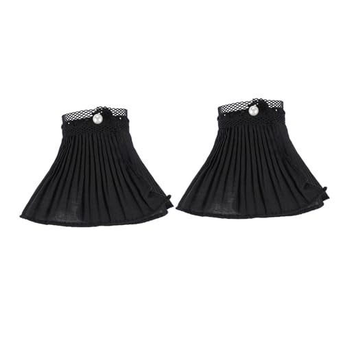 DEARMAMY 1 Paar Manschette Abnehmbare Kragen Für Damen Abdeckung Abnehmbare Falsche Ärmel Des Hemdes Sonnenbrille Bündchen Für Ärmel Mann Plissierter Spitzenärmel Bogen Oval Chiffon Black von DEARMAMY