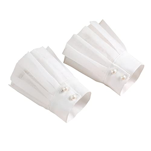 DEARMAMY 1 Paar Manschette Gothic wasserdichte Handschuhe Ärmel Perlen bescherung weihnachten geldgeschenke weihnachten damen handschuhe Armbinde Kleidung verzierte Accessoires Chiffon Weiß von DEARMAMY