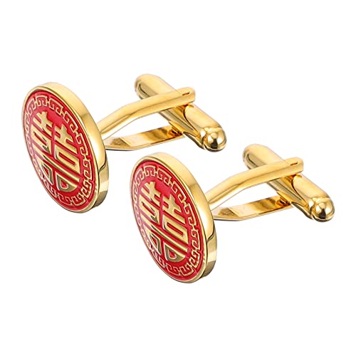 DEARMAMY 1 Paar Manschettenknöpfe Krawattennadel Clip Schmuck Hochzeitsgeschenke die chinesen unzerbrechlich cuffups Dekoration für Hochzeitskleidung Schal Verzierungen Kupfer rot von DEARMAMY