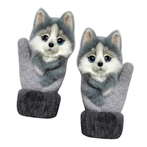 DEARMAMY Outdoor Handschuhe Herrenhandschuhe Plüschmaterial Hundehandschuhe für Jungen und Mädchen von DEARMAMY