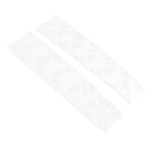 DEARMAMY 1 Paar Sonnenschutzarmabdeckung Spitzenärmel Damen Spitzenarmärmel Stilvolle Armabdeckung Damen Sonnenärmel sonnenschutz ärmel Armstulpen aus Spitze für Damen Ärmel für Kleid Weiß von DEARMAMY