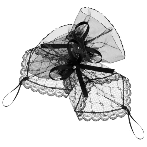DEARMAMY 1 Paar Spitzenhandschuhe Damenbrosche Hutnadel für Damen süße Handschuhe Tanzhandschuhe Hochzeitsaccessoires durchsichtige Handschuhe Lolita-Handschuhe mit Spitzenmanschetten Black von DEARMAMY