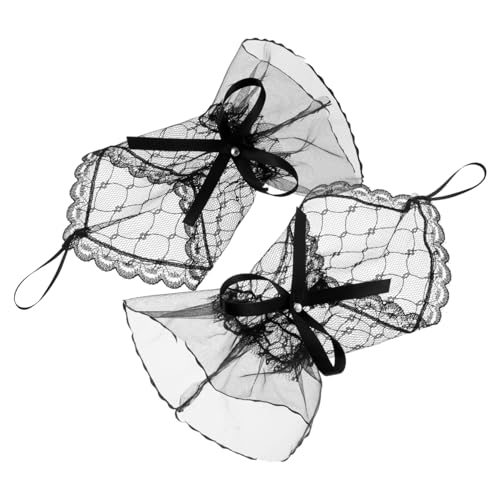 DEARMAMY 1 Paar Spitzenhandschuhe Kleiderbrosche Stulpenhandschuhe Modehandschuhe Spitzenärmel Greifer Tanzhandschuhe Hochzeitsaccessoires frauenhandschuhe Mesh-Ärmel kurze Manschette Black von DEARMAMY