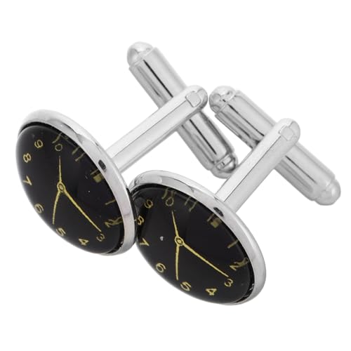 DEARMAMY 1 Paar Uhr-Manschettenknöpfe tragbare Streichhölzer Gold- und Silberfaden-Stickgarn Klassische Manschettenknöpfe Herren Manschettenknöpfe Männershirts klassische Hemden Legierung von DEARMAMY