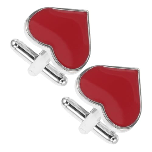 DEARMAMY 1paar Rote Herz Manschettenknöpfe Für Männer Vintage Engagement Cufflinks Romantische Hochzeitsaccessoires Für Besondere Anlässe Tragbar Und Elegant Für Valentinstag Und von DEARMAMY