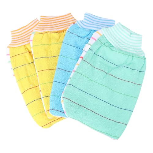 DEARMAMY 1 Packung 4 Stück Badetuch Duschhandschuh Peelinghandschuhe Handschuh zum Duschen Badehandschuh reinigungstuch Körperwäscher-Handschuh Zufällige Farbe von DEARMAMY