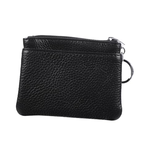 DEARMAMY Geldbeutel Mit Reißverschlusstaschen Münztasche Aus Rindsleder Handgefertigte Handtasche Glatte Damenhandtasche Aufbewahrungstasche Mit Schlüsselring von DEARMAMY