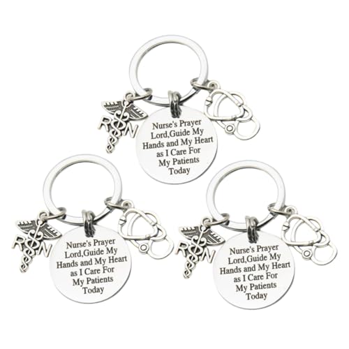 DEARMAMY 1satz Schlüsselanhänger Mit Gebet- Kreativer Schlüsselring Als Bedeutungsvolles Für Pflegekräfte Arzt Taschen Und Autoschmuck Edelstahlfarbe von DEARMAMY