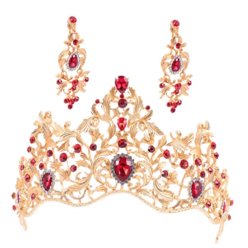 DEARMAMY Ohrclip Strass Tiara Set Brautkrone Kopfschmuck Für Braut Braut Kopfbedeckung Hochzeit Haarschmuck von DEARMAMY