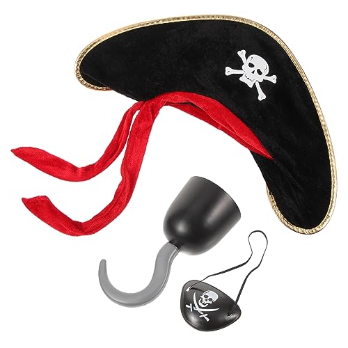 DEARMAMY Piratenkostüm-zubehör Piraten-augenmaske Hut Piraten-cosplay-requisiten-set Halloween-partyzubehör von DEARMAMY