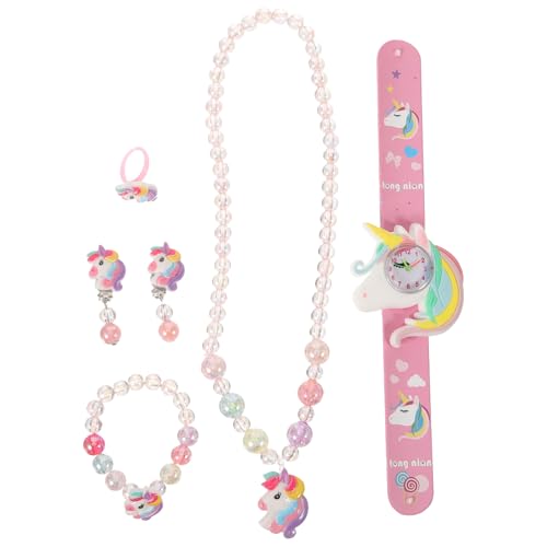 DEARMAMY 1 Satz Einhornarmband für Mädchen 4-6 Armbanduhr kinderarmbanduhr Schmuckset perlenohrringe Armbänder für kleine Mädchen Uhren für Mädchen Normaler Glasspiegel von DEARMAMY