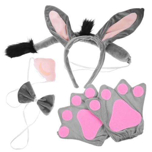 DEARMAMY 1 Satz Esel Head Hoop klein Ohren und Cosplay Tierohr Stirnband Esel Kostümzubehör Cosplay Esel Ohr Stirnband Kostüm Tierohren Esel-Kostüm-Requisite Stoff Grau von DEARMAMY