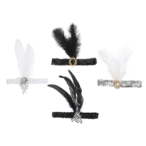 DEARMAMY 1 Satz Feder Stirnband Party Haarband Flapper-kostüm-stirnband Flapper-kopfstück Make-up-stirnband Prom Haarzubehör Frauen Cosplay Haare Tragen Kleidungszubehör Straußenfeder 8st von DEARMAMY