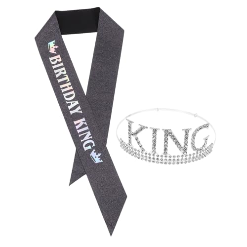 DEARMAMY 1 Set Geburtstagskönigskrone Geburtstagskind „it Is My Birthday“-schärpe Für Männer Schultergurt Dekorative Partykrone Verzierungen von DEARMAMY