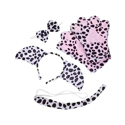 DEARMAMY 1 Satz Geflecktes Schweine-stirnband Chenille Kuh Schläger Binden Geweih Tierohren Stirnband Und Erwachsener Fälschung Leopard Hase Zubehör Welpe Körper Pfote Kurzer Plüsch von DEARMAMY