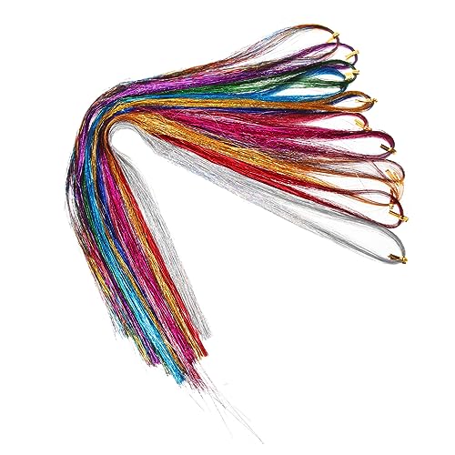 DEARMAMY 1 Satz Haarverlängerung Rundes Häkeln Mit Ring Haarlichtigkeit Frauen Glitzerndes Haarlametta Haarfarbverlängerungen Haarlametta Für Frauen Haar Lametta Kit Für Mädchen Plastik von DEARMAMY