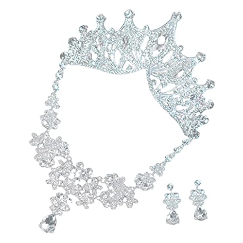 DEARMAMY Hochzeitsschmuck Damen Mit Tiara Krone Halskette Und Ohrringen Für Braut Hochzeitsfeier Abendgarderobe Geburtstag Feiertage Bankette von DEARMAMY
