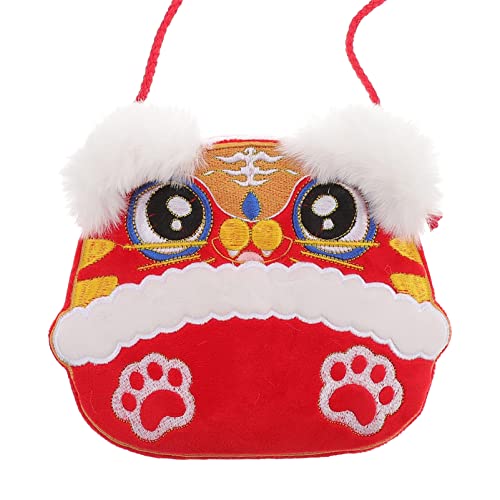 DEARMAMY 1 Satz Hanfu Tasche Tiger Kopf Tasche Gürtel Handtaschen künstliches Zitronen-Rattan aufbewahrungssack kindertasche bestickte Hanfu-Tasche Cartoon-Stickbeutel von DEARMAMY