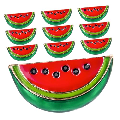 DEARMAMY 10-teiliges Wassermelonen-broschen-set Mit Anstecknadeln Modische Cartoon-früchte Für Damen Leichte Broschen Für Schals Anzüge Strickjacken Hemdkragen von DEARMAMY