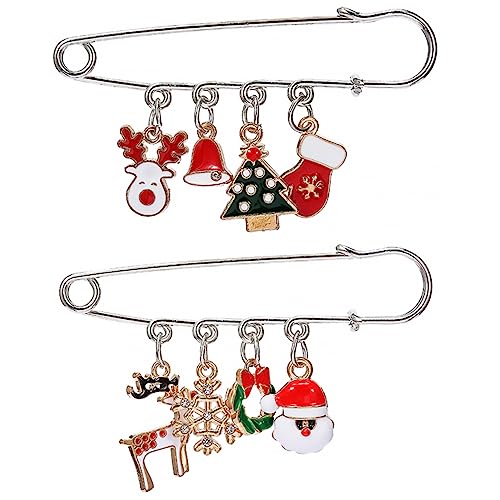 DEARMAMY 1 Satz Weihnachtsbrosche Feiertags Damen Abzeichen Brosche Glockenbrosche Weihnachts Schneemann Brosche Sicherheitsnadel Brosche Brustnadel Schmuck Weihnachts 2 STÜCKE von DEARMAMY