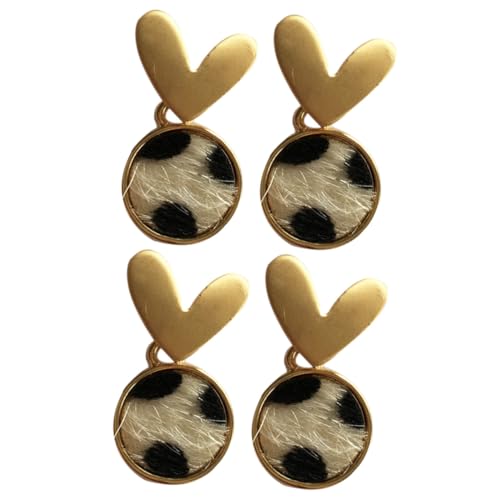 DEARMAMY 2er-set Herzförmige Ohrringe Silberne Ohrringe Kuhmuster Modeschmuck Für Frauen Angenehm Zu Tragen von DEARMAMY