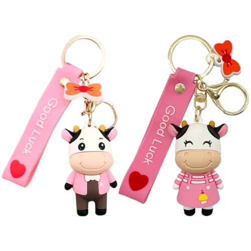 DEARMAMY 2er Set Ochsenpuppen PVC Schlüsselanhänger Schlüsselanhänger Für Valentinstagsgeschenk von DEARMAMY