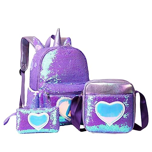 DEARMAMY 1 Set 3 Stück Pailletten Muttertasche Rucksäcke Handtaschen Mädchen Schultasche Schultasche Büchertaschen Schülertasche Schulrucksack Einhorn Rucksack Stilvoller Rucksack von DEARMAMY