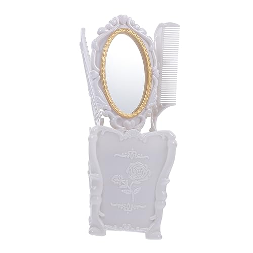 DEARMAMY 1 Set Antistatik Kamm Set Lockenbürste Schminkspiegel Kämme Kit Schminkspiegel Mit Kammbürsten Für Haar Make Up Kosmetikspiegel Tragbarer Schminkspiegel Aus Weißem Kunststoff von DEARMAMY