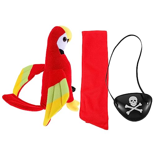 DEARMAMY Lustige Piratenkostüme 3-teiliges Piratenset Mit Papageienmodell Augenklappen Und Bandana-stirnband Für Rollenspiele von DEARMAMY