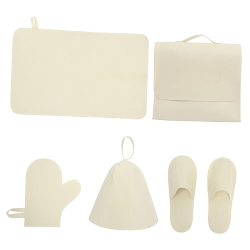 DEARMAMY 1 Set Sauna Duschhaube Handschuhe Slipper Aufbewahrungstasche Saunahut Wolle Saunahaube Schweißhut Sauna Feuchtigkeitsableitende Sauna Kopfbedeckung Aber Saunahüte von DEARMAMY