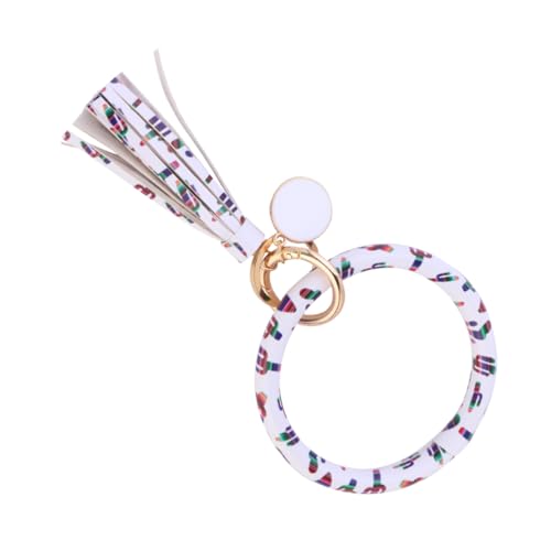 DEARMAMY Pu Leder Armband Schlüsselanhänger Rot Armband Schlüsselanhänger Quaste für Frauen Leicht Glatt von DEARMAMY