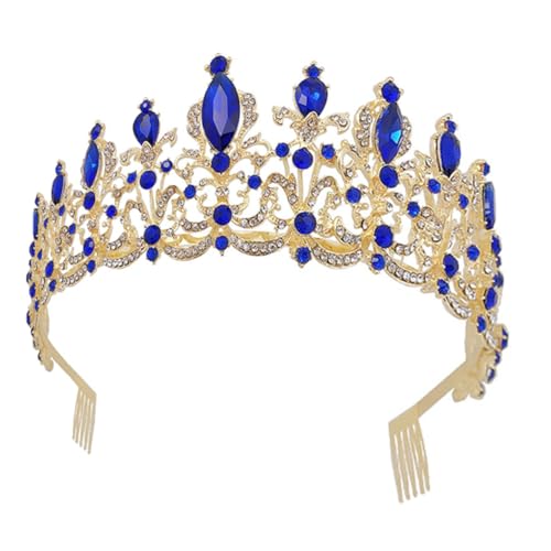 DEARMAMY 1 Stück Brautkrone Stirnband Prinzessin Für Frauen Braut Hochzeit Tiara Dusche Wasser Brautjungfern Junggesellin Krone Für Mädchen Kronen Hochzeit Für Die Braut Blau Strasssteine von DEARMAMY