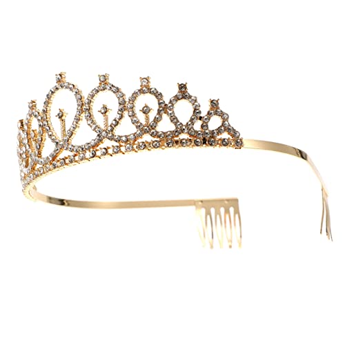 DEARMAMY 1 Stück Geburtstagskrone Tiara Brautkopfbedeckung Diademe für Frauen Goldstirnband Haarkronendekor für Mädchen hochzeitsdeko Haarpflegezubehör Hochzeit Stirnband Legierung Golden von DEARMAMY