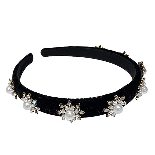 DEARMAMY Schneeflocken Stirnband Für Damen Winter Schwarz Party Haarband Mit Schneeflocken Design Kopfschmuck Für Weihnachten Und Familienfeiern von DEARMAMY