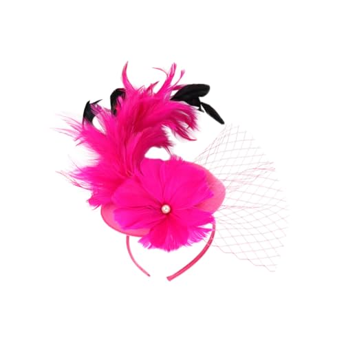 DEARMAMY 1 Stück Hut Braut Mini Zylinder Haarspangen Für Frauen Make Up Stirnbänder Für Frauen Cocktail Fascinator Stirnbänder Für Mädchen Haarspangen Fascinator Kopfschmuck Rosiger Stoff von DEARMAMY