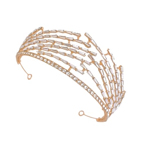 DEARMAMY 1 Stück Krone Aus Weißer Tiara Für Frauen Kronenkopfschmuck Hochzeit Party Braut Stirnband Haarschmuck Für Die Braut Brautkopfbedeckung Golden Legierung von DEARMAMY