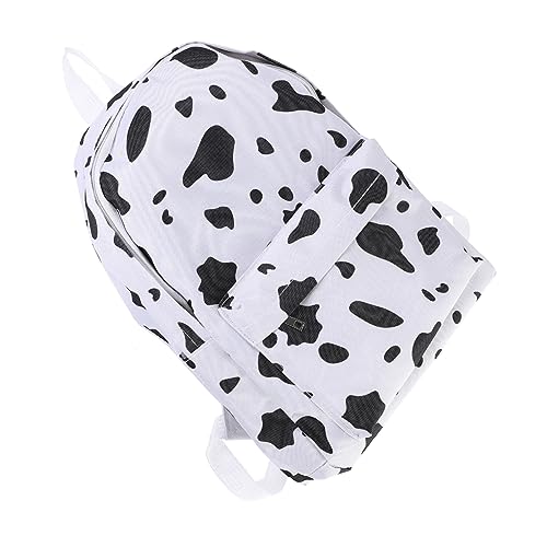 DEARMAMY 1 Stück Kuh Rucksack Tasche Rucksack mit Kuhmuster Schulranzen für Mädchen Buchbag freizeitrucksack Verstellbarer Schultergurt Einkaufsrucksäcke Reiserucksack Segeltuch Weiß von DEARMAMY