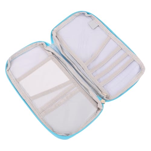 DEARMAMY 1 Stück Passbuch passieren Etui Riementasche Zip-ID-Halter kleine Schminktasche Geldbeutel Passport Covers mappen aktenmappe geldborse Pocketbook reißverschluss Fall Geldbörse Blue von DEARMAMY