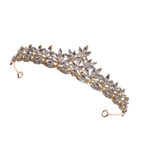 DEARMAMY 1 Stück Strass Blattkrone Hochzeitsschmuck Brautdiademe Kopf Braut Blattdekor Kronen Frauen Kronendekorationen Party Tiara Langlebiges Haardekor Weibliches Zinklegierung von DEARMAMY