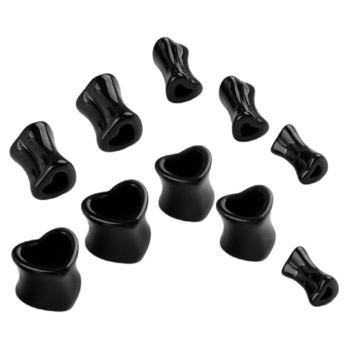 DEARMAMY 10 Paare Herzförmige Ohrdehner Leichte Tunnel für Gedehnte Ohren für Frauen und Männer Piercing Schmuckstücke für Partys und Konzerte Einfach zu Tragen Handhaben von DEARMAMY