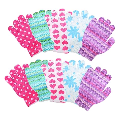 DEARMAMY 10 Stück Badhandschuhe und Badetuch Sanft für Finger Reinigung bunt Schaum Badeschuhe schrubben Peelinghandschuhe zum Duschen Peelinghandschuhe duschen Bathhandschuh Polyester von DEARMAMY