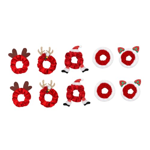 DEARMAMY 10 Stück Elastische Weihnachts Haarbänder für Damen Scrunchies Zufälligen Designs für Ponytails und Haarschmuck für Feste und Partys von DEARMAMY