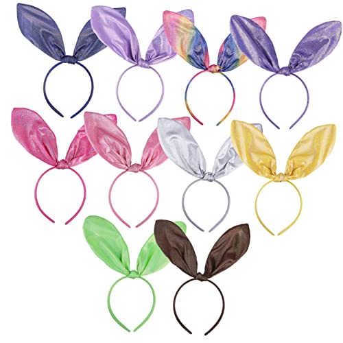 DEARMAMY 10 Stück Hasenohren Haarreifen Teiliges Farbenfrohe Bunny Ears Haarbänder für Ostern Karneval und Mottopartys Kostümzubehör für Unvergessliche Fotos von DEARMAMY