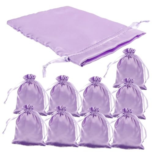 DEARMAMY 10 Stück Kordel Zug Kosmetik Tasche Frauentasche Kosmetische Reisetasche Reise-Kosmetiktasche Beutel Mit Kordelzug Toilettenbeutel Für Frauen Machen Satin Violet von DEARMAMY