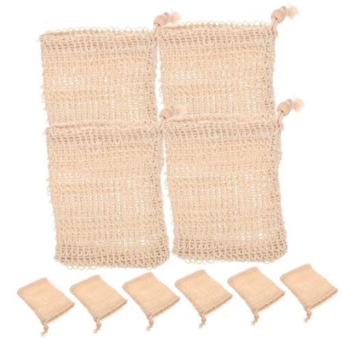 DEARMAMY 10 Stück Seifenschaumspender Badezimmerseifenbeutel Schaumbeutel Gewebtes Badetuch Schrubbnetze Baumwollleinen Seifenpunsch Badezubehör Badeseifenbeutel von DEARMAMY