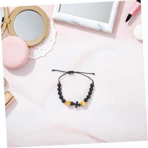 DEARMAMY 10stücke Baseball-armband Für Mädchen Mit Softball-anhänger Sportarmband Aus Holzperlen Mit Kreuzaufhängung Als Gebetsarmband Für Team Religiöses Schmuckstück Für Sportler von DEARMAMY