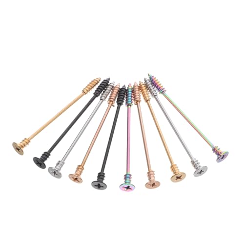 DEARMAMY 10 Stück Teiliges Edelstahl Ohrknopf Männer und Frauen Hypoallergene Lange Knopfstecker Modische Koreanische Ohrknorpelschmuck Vielseitig Kombinierbar für Alltag und Besondere von DEARMAMY