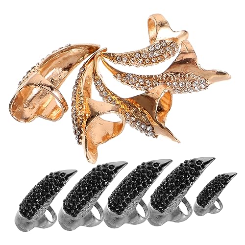 DEARMAMY 10 Stück Teiliges Set Gothic Eagle Fingernägel Ringe Halloween Krallenring für Männer Langlebig und für Kostüme und Besondere Anlässe von DEARMAMY